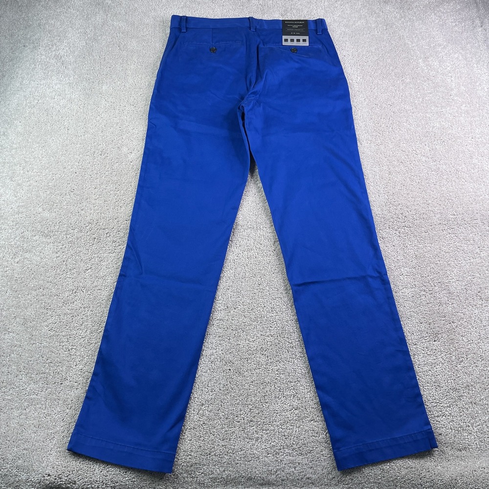 NEW Banana Republic Pants Mens 31x34 Blue Emerson Straight Rapid Movement Chino
